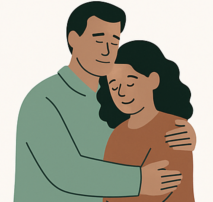 To personer som holder om hverandre i støtte