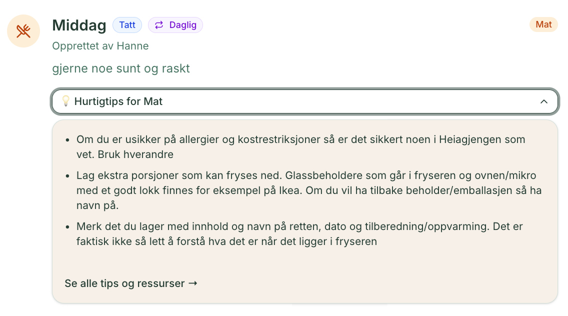 Tips og råd for hver kategori
