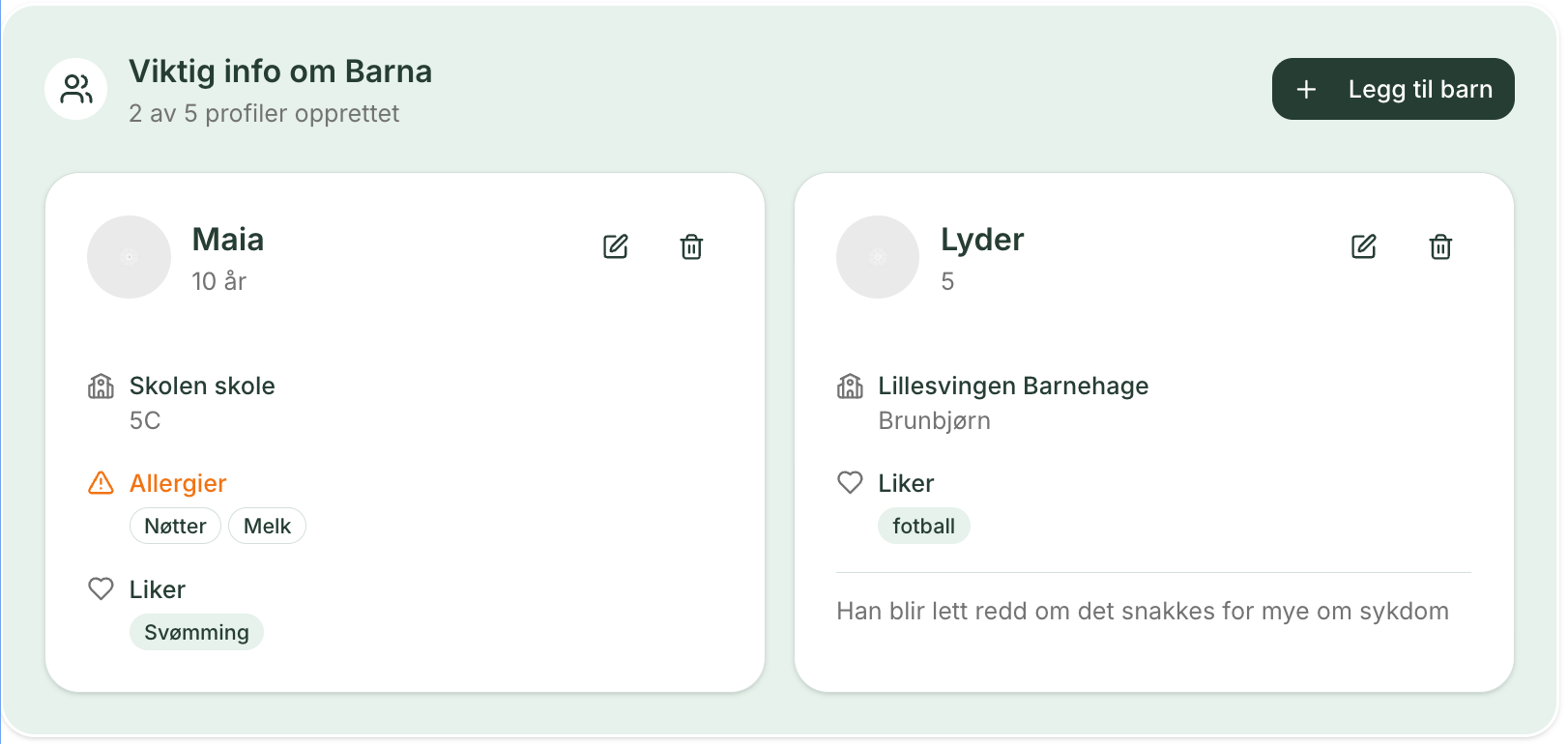 Viktig informasjon om barn samlet på ett sted